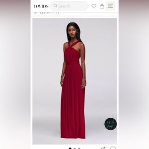 David’s bridal mesh Y neck dresses in the color Apple.